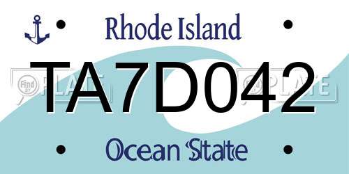 TA7D042 Rhode Island License Plate