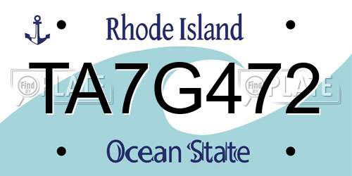 TA7G472 Rhode Island License Plate