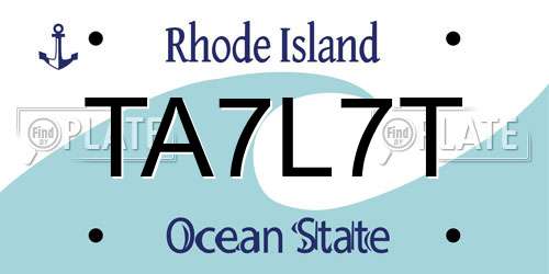 TA7L7T Rhode Island License Plate