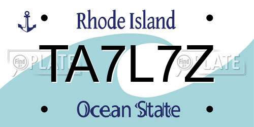 TA7L7Z Rhode Island License Plate