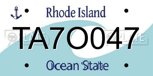 TA7O047 Rhode Island License Plate