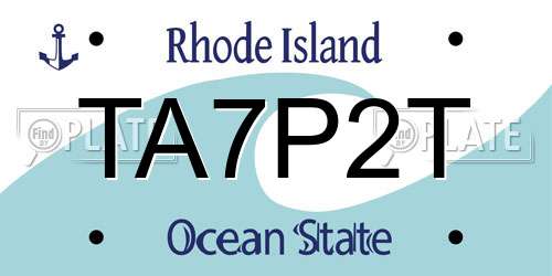 TA7P2T Rhode Island License Plate