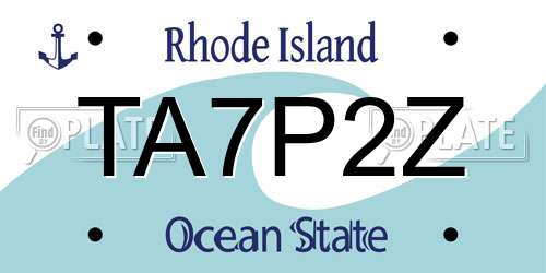 TA7P2Z Rhode Island License Plate