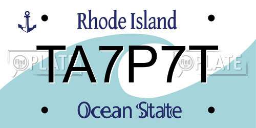 TA7P7T Rhode Island License Plate
