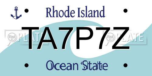 TA7P7Z Rhode Island License Plate