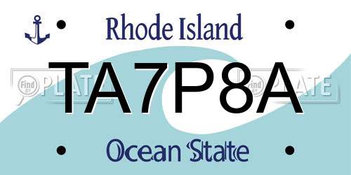 TA7P8A Rhode Island License Plate