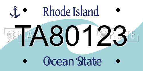 TA80123 Rhode Island License Plate