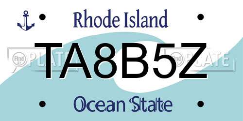 TA8B5Z Rhode Island License Plate