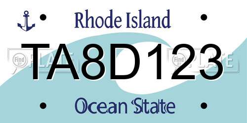 TA8D123 Rhode Island License Plate