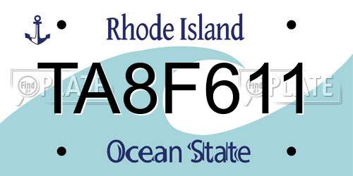 TA8F611 Rhode Island License Plate