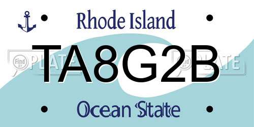 TA8G2B Rhode Island License Plate