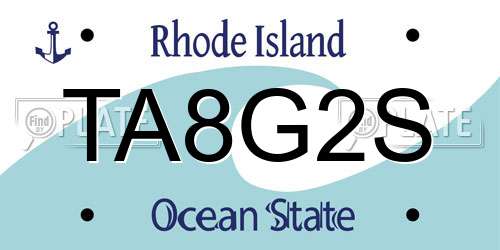 TA8G2S Rhode Island License Plate