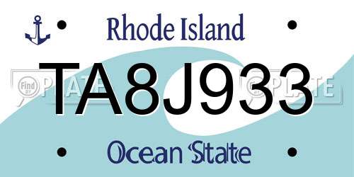 TA8J933 Rhode Island License Plate