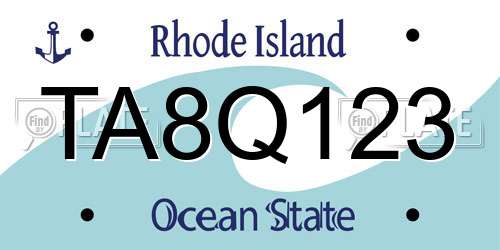 TA8Q123 Rhode Island License Plate