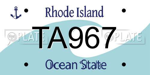 TA967 Rhode Island License Plate