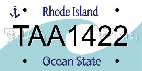 TAA1422 Rhode Island License Plate