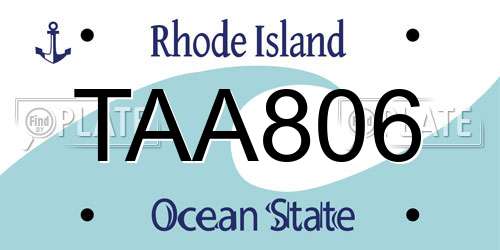 TAA806 Rhode Island License Plate