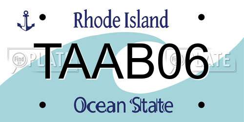 TAAB06 Rhode Island License Plate
