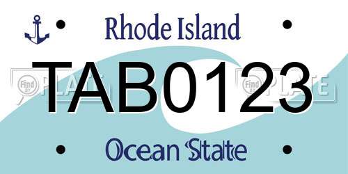 TAB0123 Rhode Island License Plate