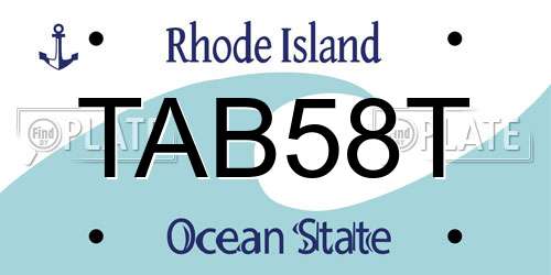 TAB58T Rhode Island License Plate