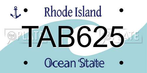 TAB625 Rhode Island License Plate