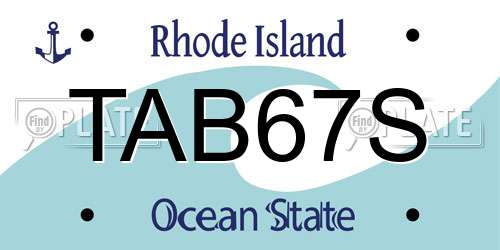 TAB67S Rhode Island License Plate