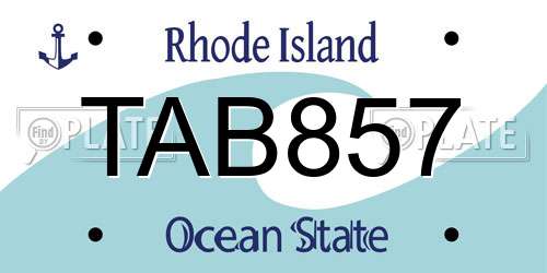 TAB857 Rhode Island License Plate