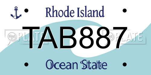 TAB887 Rhode Island License Plate