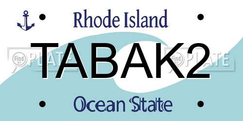 TABAK2 Rhode Island License Plate
