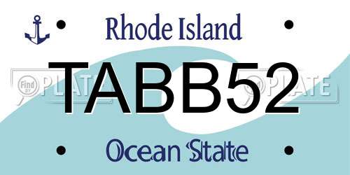 TABB52 Rhode Island License Plate