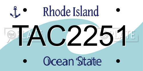 TAC2251 Rhode Island License Plate