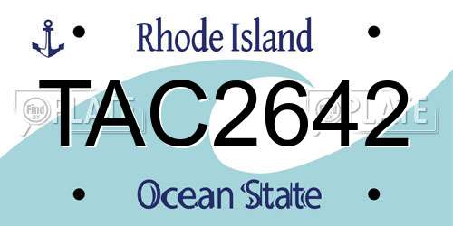 TAC2642 Rhode Island License Plate