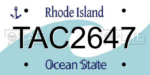 TAC2647 Rhode Island License Plate