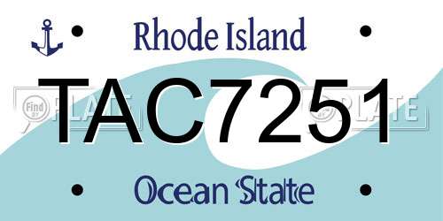 TAC7251 Rhode Island License Plate