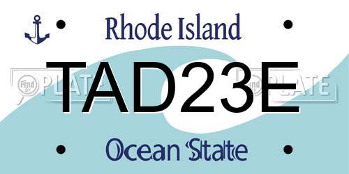 TAD23E Rhode Island License Plate