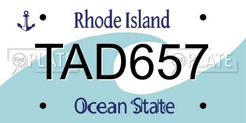TAD657 Rhode Island License Plate