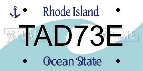 TAD73E Rhode Island License Plate