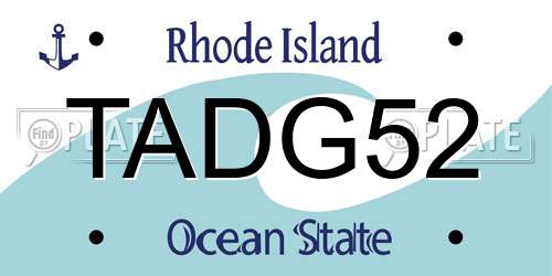 TADG52 Rhode Island License Plate