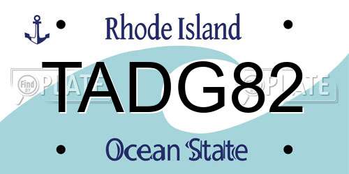 TADG82 Rhode Island License Plate