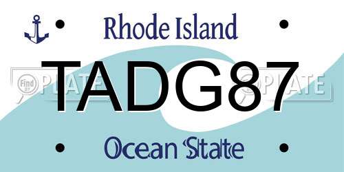 TADG87 Rhode Island License Plate