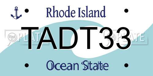 TADT33 Rhode Island License Plate
