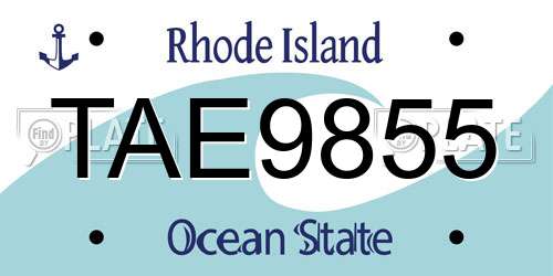 TAE9855 Rhode Island License Plate