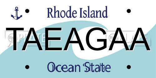 TAEAGAA Rhode Island License Plate
