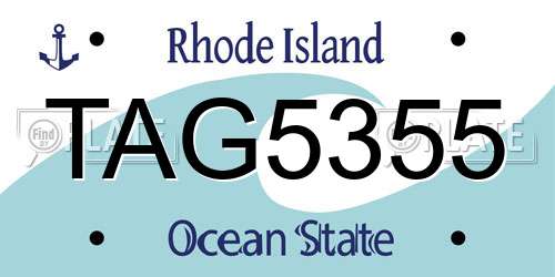 TAG5355 Rhode Island License Plate
