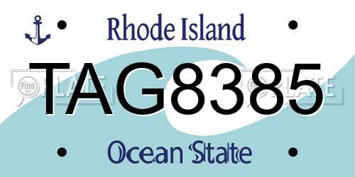 TAG8385 Rhode Island License Plate