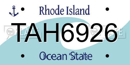 TAH6926 Rhode Island License Plate