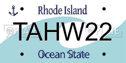 TAHW22 Rhode Island License Plate