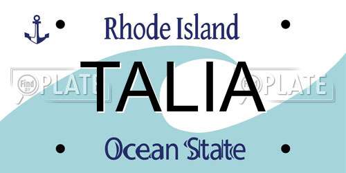 TALIA Rhode Island License Plate
