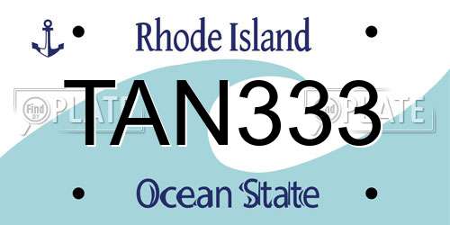 TAN333 Rhode Island License Plate