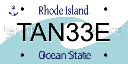 TAN33E Rhode Island License Plate